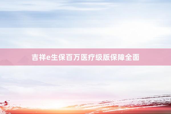 吉祥e生保百万医疗级版保障全面